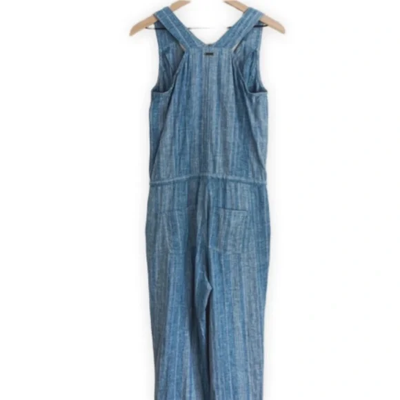 Prana Wayferers Romper Overall Hemp Organic Cotton River Rock Blue Stripe Small - Picture 4 of 10